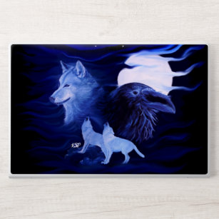 Wolves and Raven with full moon HP Laptop Skin