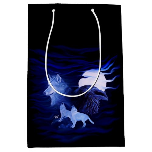 Wolves and Raven with full moon Medium Gift Bag