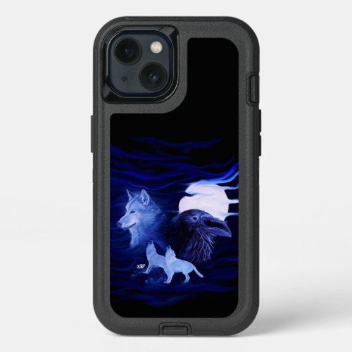 Wolves and Raven with full moon iPhone 13 Case