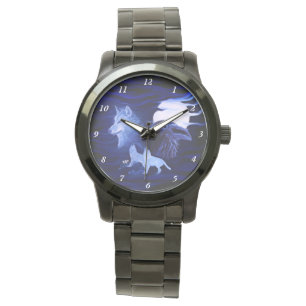 Wolves and Raven with full moon Watch