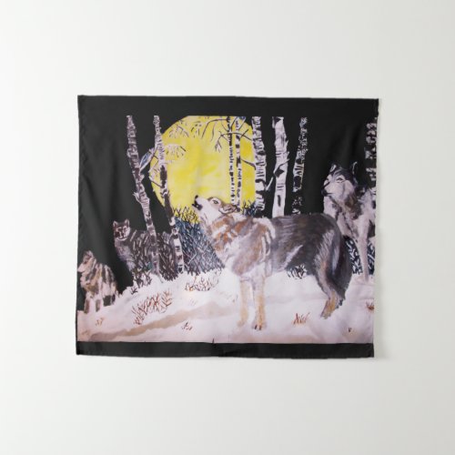 WOLVES ARE BEAUTIFUL COLLAGE print Tapestry