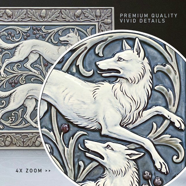 Wolves Arts & Crafts Wall Decor Art Nouveau Crane Ceramic Tile (Creator Uploaded)