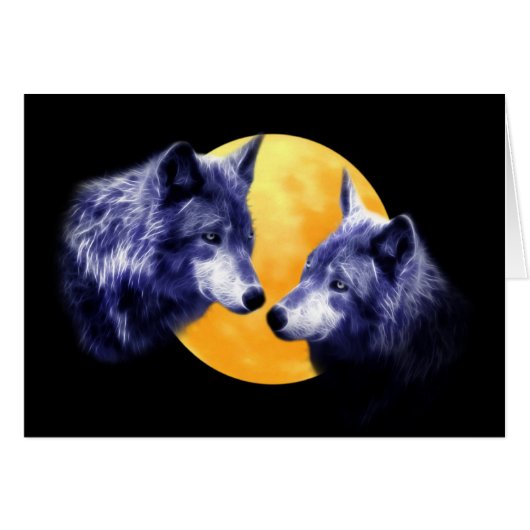 Wolves at full moon cards (Front Horizontal)