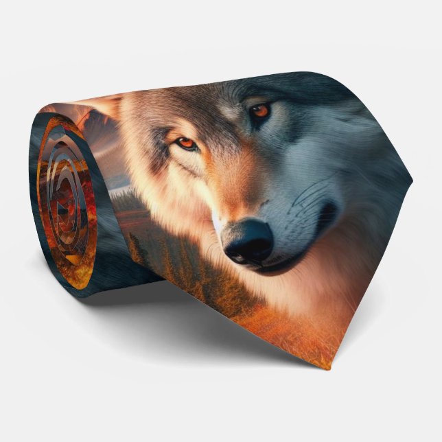 Wolves at Sunset Ridge  Neck Tie (Rolled)