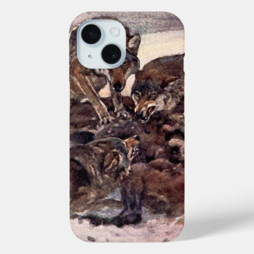 Wolves by Winifred Austen Vintage Wild Animals iPhone 15 Case