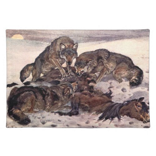 Wolves by Winifred Austen Vintage Wild Animals Cloth Placemat