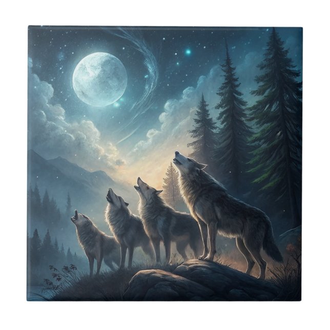 Wolves Ceramic Tile (Front)