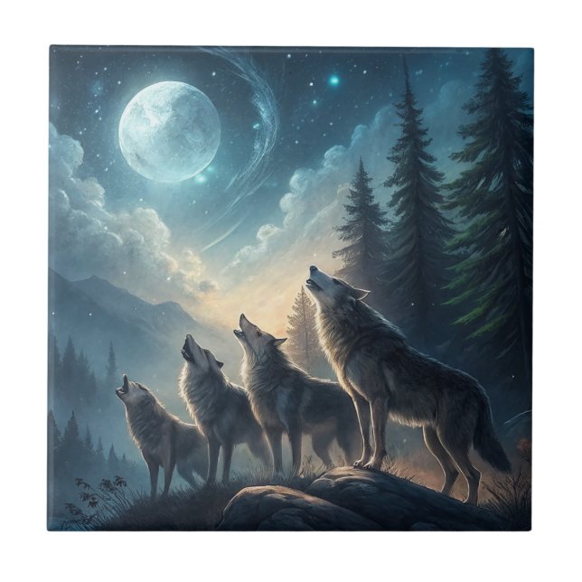 wolves ceramic tile (Front)