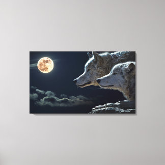 Wolves Couple Design Stretched Canvas Print