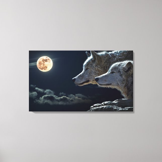 Wolves Couple Design Stretched Canvas Print (Front)