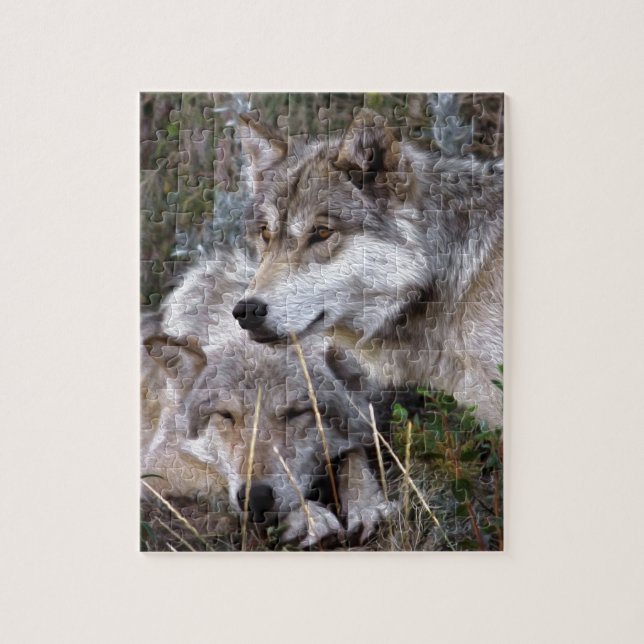 Wolves ~ Digital Oil Paining Jigsaw Puzzle (Vertical)