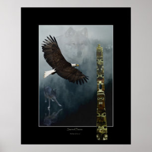 Wolves, Eagle & Totem Art Poster