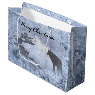Wolves in Snow Glass Paperweight in Gift Box Christmas Present AW-8PW 