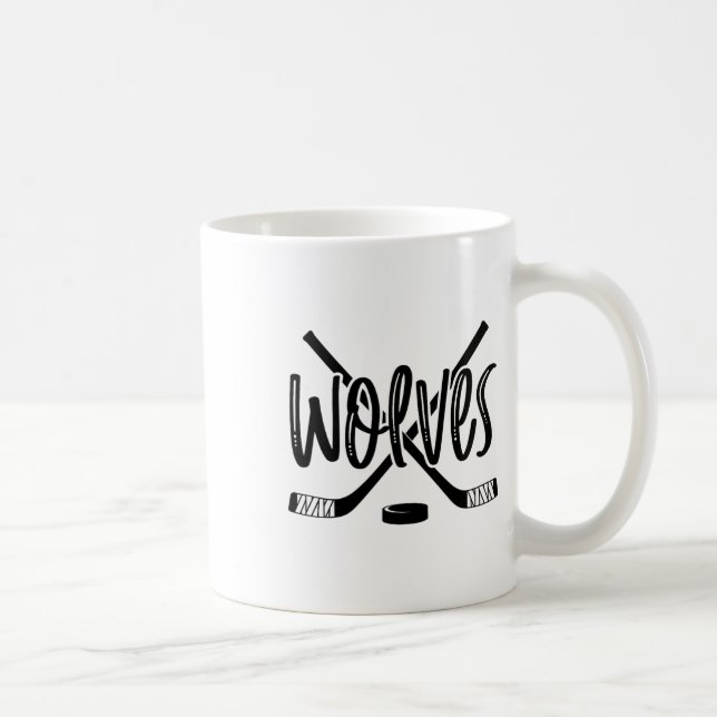 Wolves Hockey Team Mascot School Spirit Game Night Coffee Mug (Right)