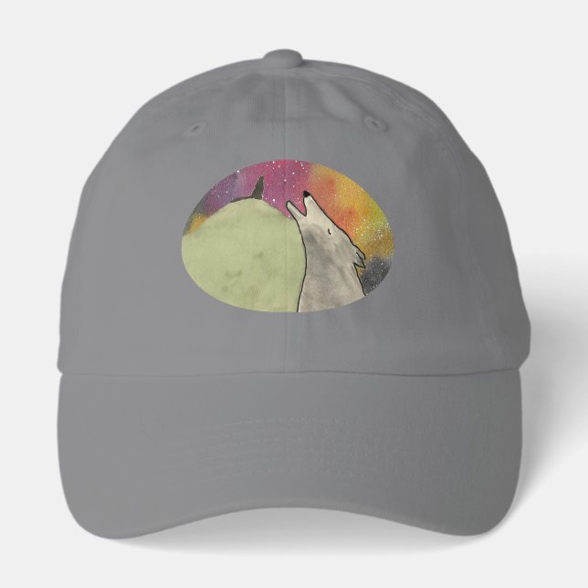 Wolves Howling Against a Galaxy Sky Hat (Front)
