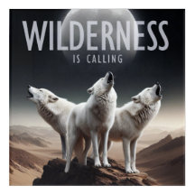 Wolves Howling at Full Moon Wilderness is Calling