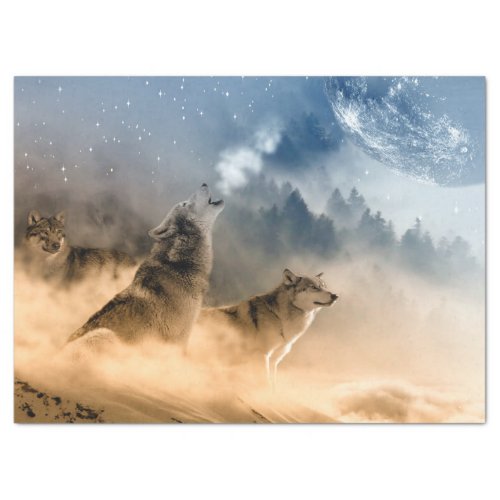 Wolves Howling at the Moon Tissue Paper