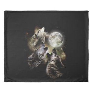 Wolves Howling Full Moon King Size Duvet Cover