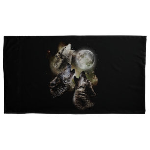 Wolves Howling Full Moon King Size Pillow Case