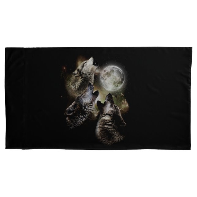 Wolves Howling Full Moon King Size Pillow Case (Front)