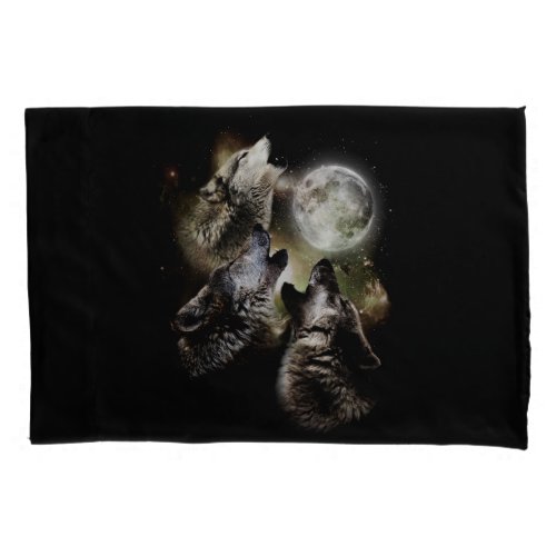 Wolves Howling Full Moon Pillow Case