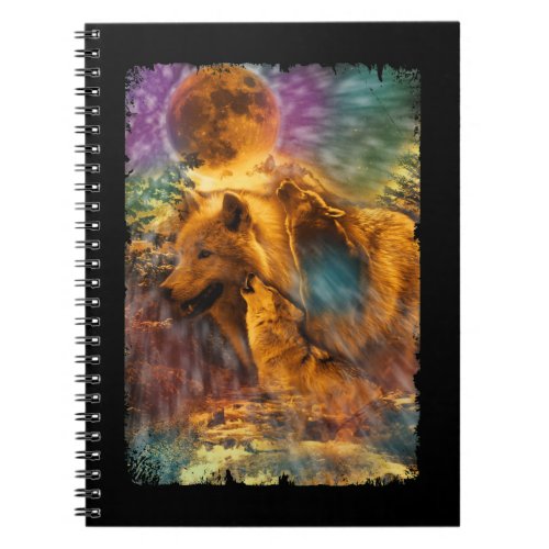 Wolves Howling to the Moon Nature Wolf Notebook