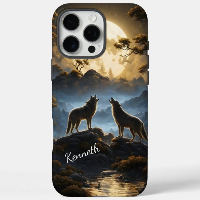 Wolves Howling Under Bright Full Moon Case-Mate iPhone Case (Back)
