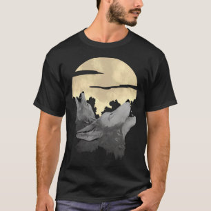 Wolves Howling with Full Moon for Wolf and Werewol T-Shirt