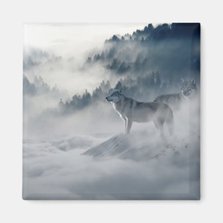 Wolves in a Winter Landscape Magnet
