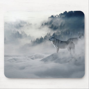 Wolves in a Winter Landscape Mouse Pad