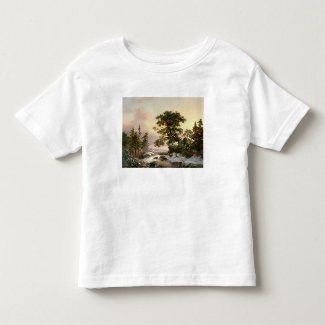Wolves in a Winter Landscape (oil on panel) Toddler T-shirt (Front)