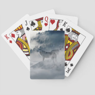 Wolves in a Winter Landscape Poker Cards