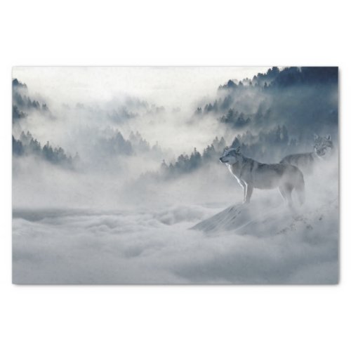 Wolves in a Winter Landscape Tissue Paper