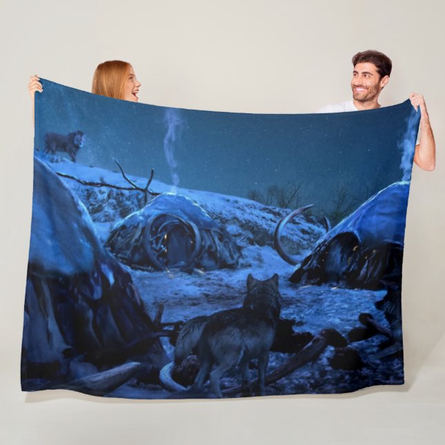 WOLVES in CAMP Fleece Blanket (In Situ)