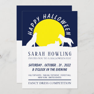 Wolves in Moonlight, Halloween Party Invitation