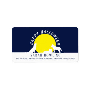 Wolves in Moonlight, Happy Halloween Label