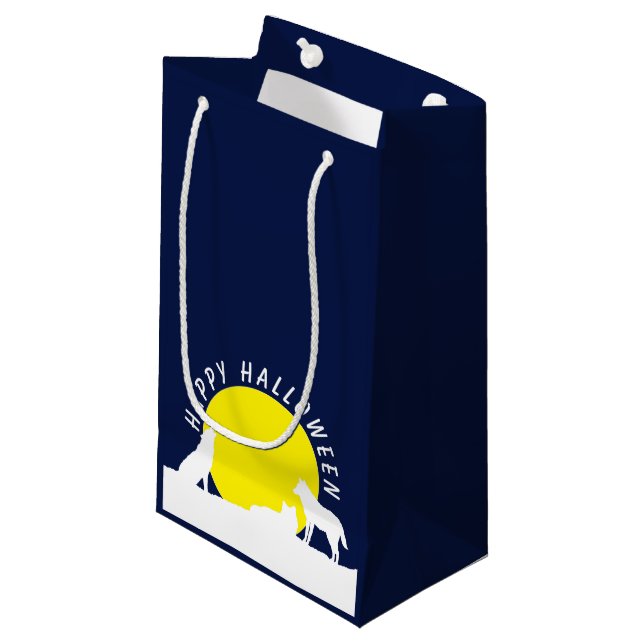 Wolves in Moonlight, Happy Halloween Small Gift Ba Bag (Front Angled)