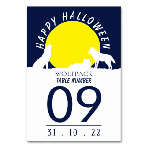 Wolves in Moonlight, Happy Halloween Table Number