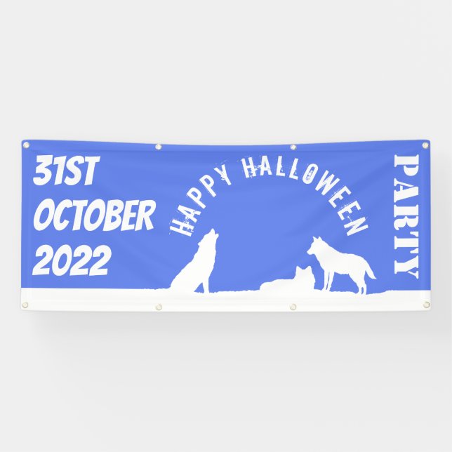 Wolves in Snow, Happy Halloween Banner (Horizontal)