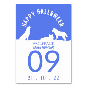 Wolves in Snow, Happy Halloween Table Number