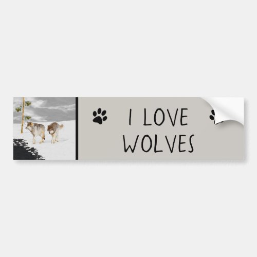 Wolves in Snow Painting _ Original Wildlife Art Bumper Sticker