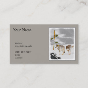 Wolves in Snow Painting - Original Wildlife Art Business Card