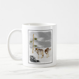 Wolves in Snow Painting - Original Wildlife Art Coffee Mug