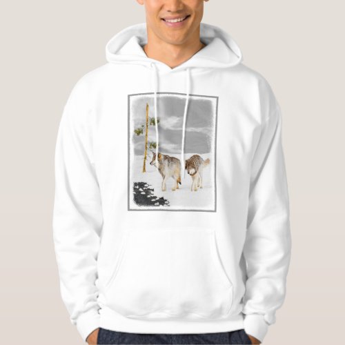 Wolves in Snow Painting _ Original Wildlife Art Hoodie