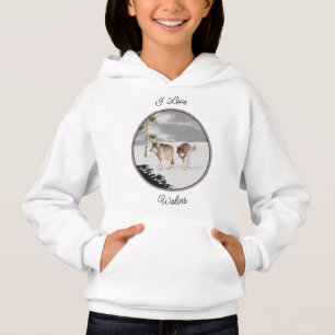 Wolves in Snow Painting - Original Wildlife Art Hoodie