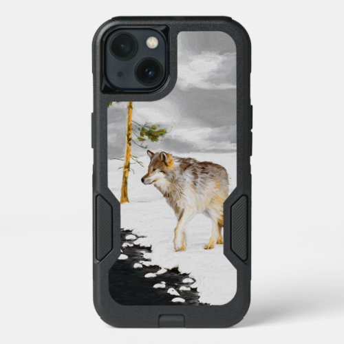 Wolves in Snow Painting _ Original Wildlife Art iPhone 13 Case