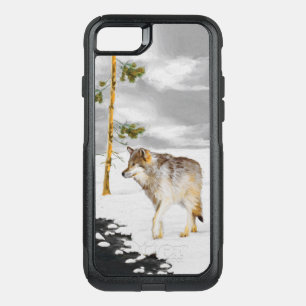 Wolves in Snow Painting - Original Wildlife Art OtterBox Commuter iPhone SE/8/7 Case