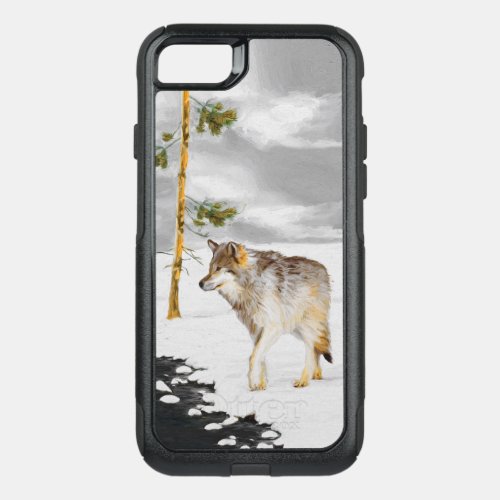 Wolves in Snow Painting _ Original Wildlife Art OtterBox Commuter iPhone SE87 Case