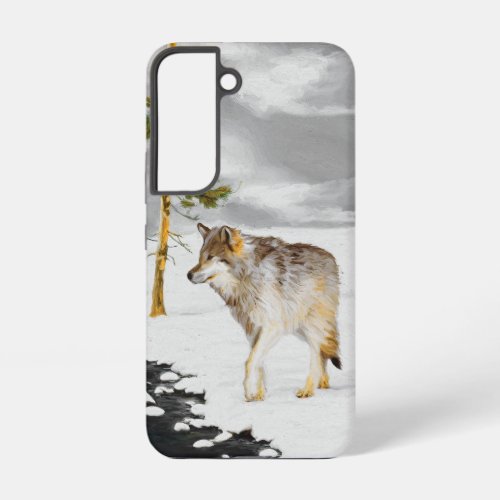 Wolves in Snow Painting _ Original Wildlife Art Samsung Galaxy S22 Case