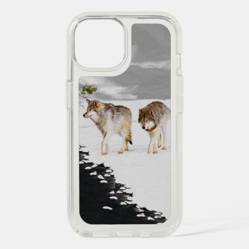 Wolves in Snow Painting _ Original Wildlife Art iPhone 15 Case